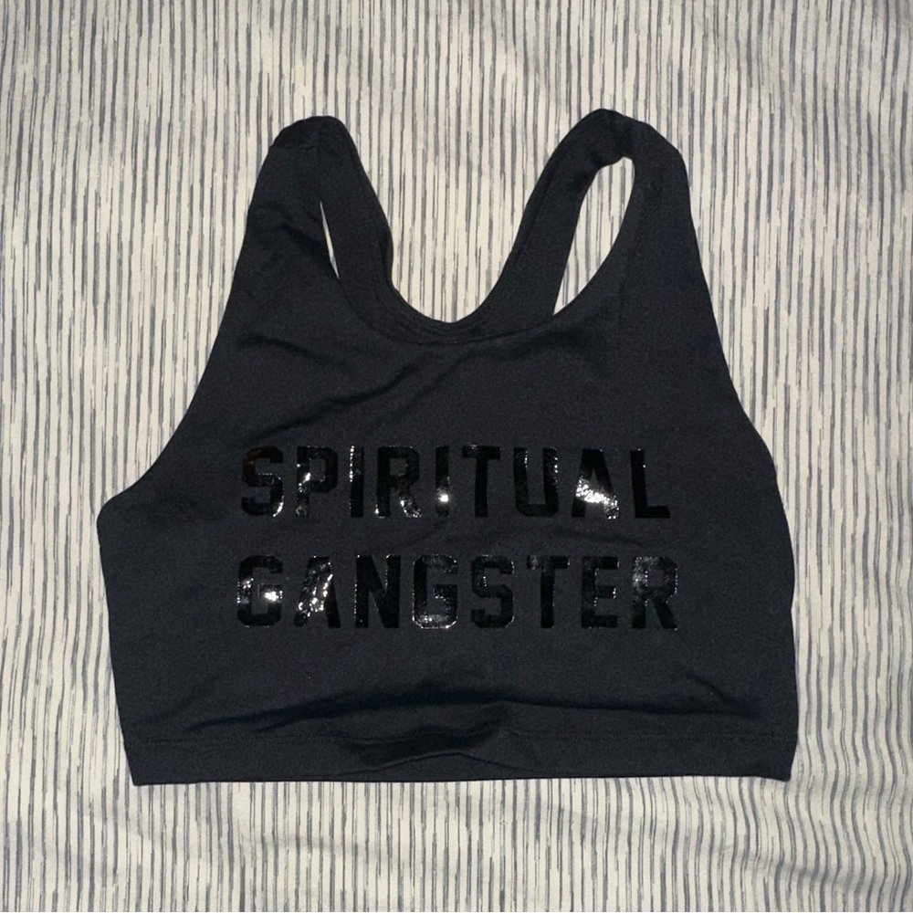 SPIRITUAL GANGSTER Branded Black Sports Bra